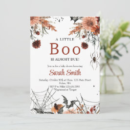 Convites Um pequeno chá de fraldas floral de Halloween