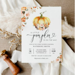 Convites Um pequeno chá de fraldas floral de pãozinho doura