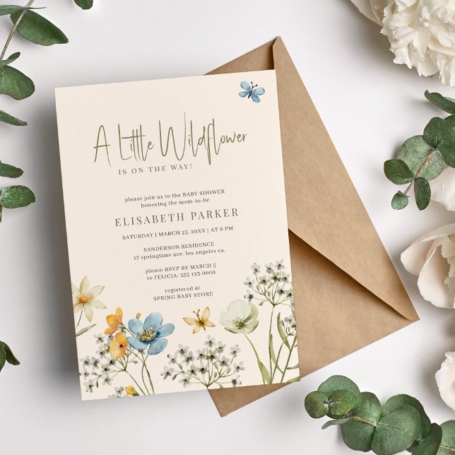 Convites Um pequeno chá de fraldas floral primavera de flor (Criador carregado)