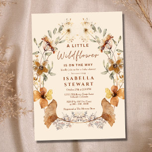 Convites Um Pequeno Chá de fraldas Moderno de Flor Selvagem
