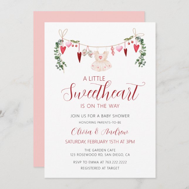 Convites Um Pequeno Chá de fraldas Namorados (Frente/Verso)