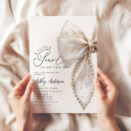 Convites Um pequeno Chá de fraldas neutro de pérolas