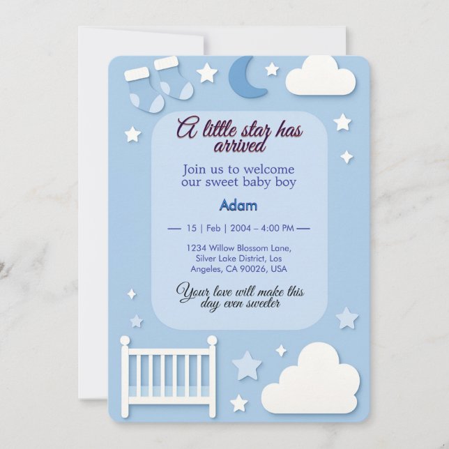 Convites Um pequeno Chá de fraldas para estrelas (Frente)