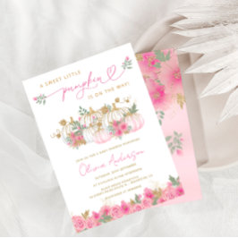 Convites Um Pequeno Chá de fraldas Rosa Esmagado