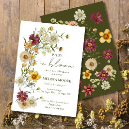 Convites Um pequeno Chá de fraldas verde de flor selvagem