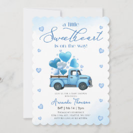Convites Um pequeno Chuveirinho de Bebê Caminhão Azul Sweet