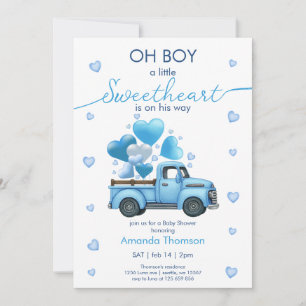 Convites Um pequeno Chuveirinho de Bebê Caminhão Azul Sweet