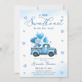 Convites Um pequeno Chuveirinho de Bebê Caminhão Azul Sweet