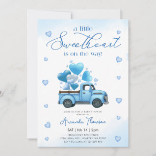 Convites Um pequeno Chuveirinho de Bebê Caminhão Azul Sweet