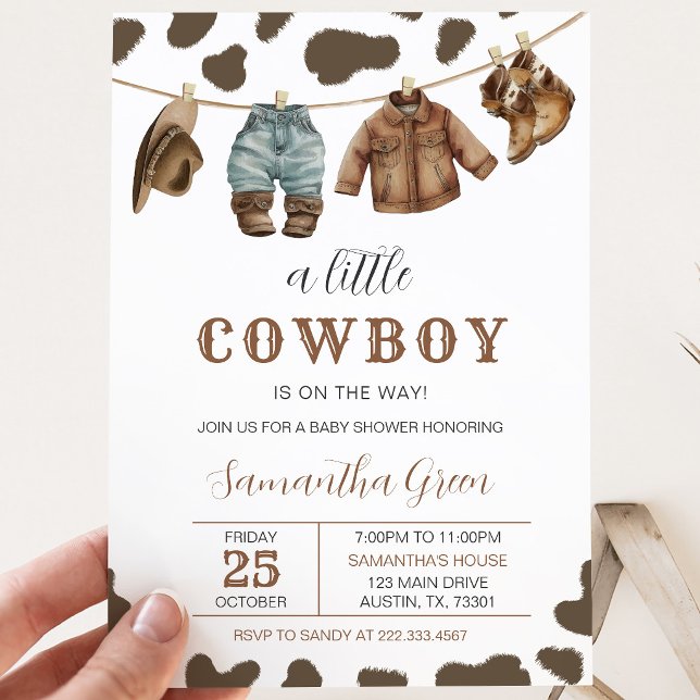 Convites Um Pequeno Chuveiro de Bebê Cowboy (Criador carregado)