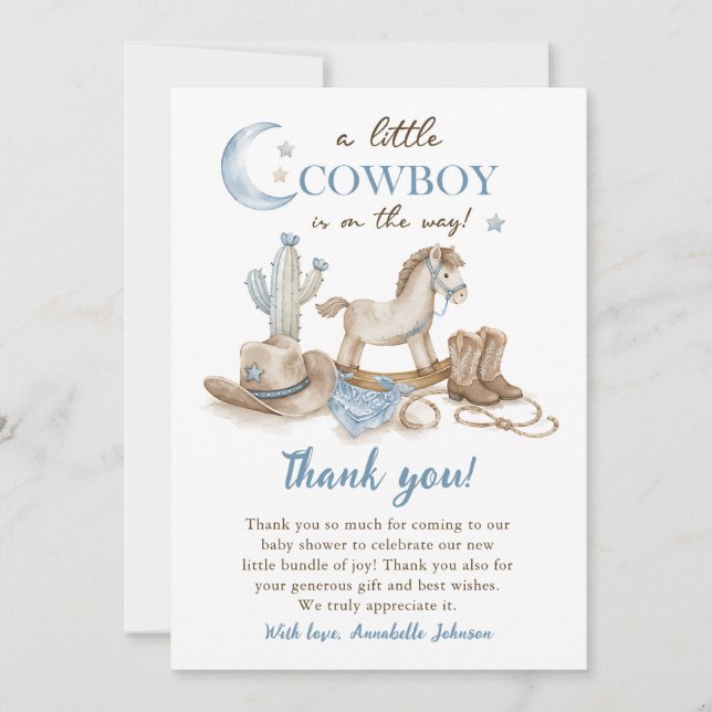 Convites Um Pequeno Chuveiro de Bebê Cowboy Menino (Frente)