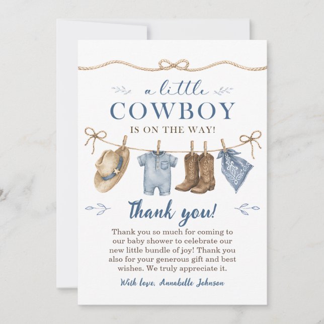 Convites Um Pequeno Chuveiro de Bebê Cowboy Menino (Frente)