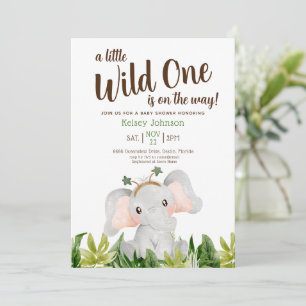 Convites Um Pequeno Chuveiro de Bebê de Elefante Verde Selv