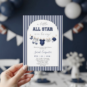Convites Um pequeno Chuveiro de Bebê de Futebol All Star