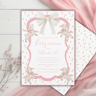 Convites Um Pequeno Chuveiro de Bebê Lirttle Lambchop Rosa 