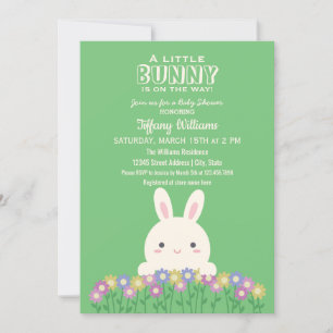 Convites Um Pequeno Coelhinho Está A Caminho De Chá De Me