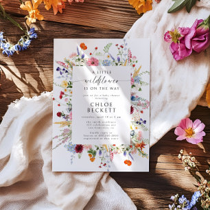Convites Um Pequeno Colorido Floral Baby Shower de Flor Sil