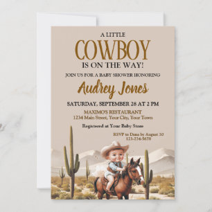 Convites Um Pequeno Cowboy Está a Caminho Churrasco de Bebê