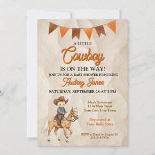 Convites Um Pequeno Cowboy Está a Caminho Churrasco de Bebê