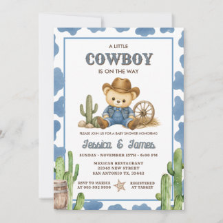 Convites Um Pequeno Cowboy está a Caminho Chuveiro de Bebê