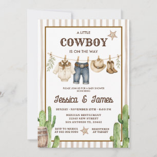 Convites Um Pequeno Cowboy está a Caminho Chuveiro de Bebê 