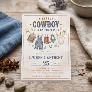 Convites Um Pequeno Cowboy Está a Caminho - Chuvinha de Beb