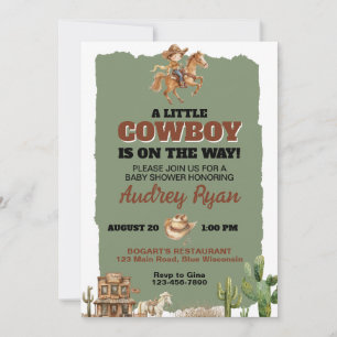 Convites Um Pequeno Cowboy Está a Caminho Tema Western