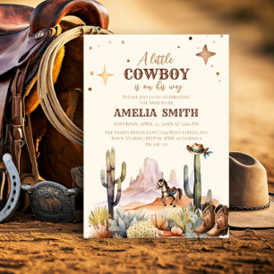 Convites Um Pequeno Cowboy Western Boy Brown Baby Shower