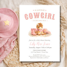 Um Pequeno Cowirgl É Um Chuveiro De Bebê Rosa Fofo