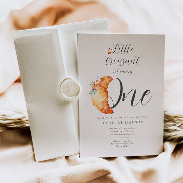 Convites Um Pequeno Croissant Primeiro Aniversário (Criador carregado)