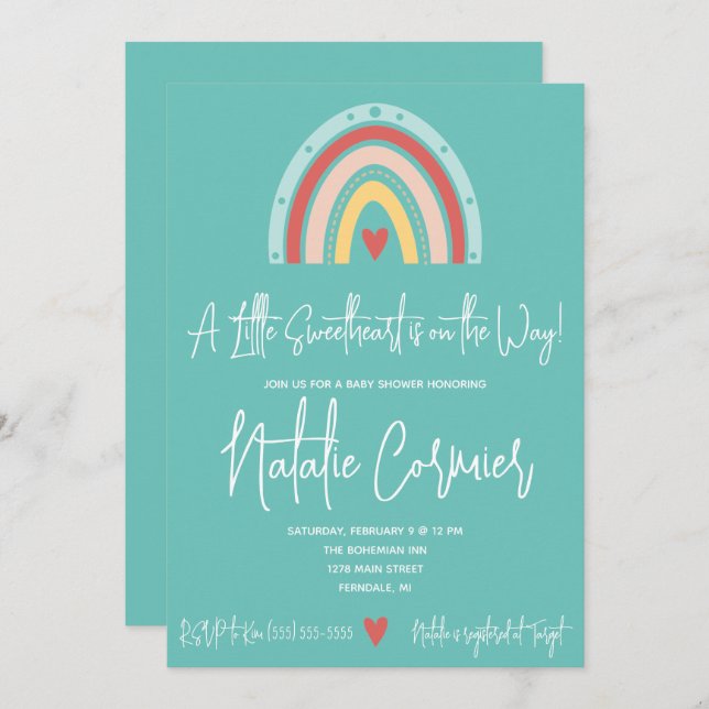 Convites Um pequeno doce está a caminho! Chá de fraldas (Frente/Verso)