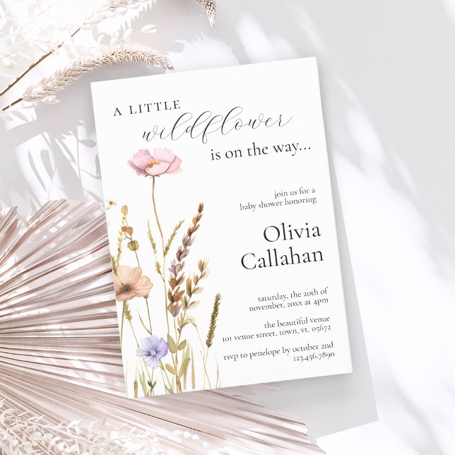 Convites Um Pequeno Elegante De Chá de fraldas De Flor Selv (Criador carregado)