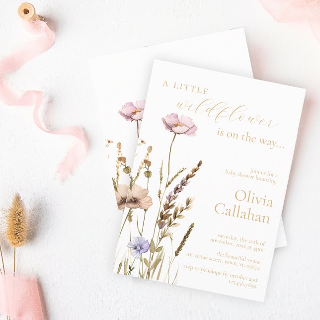 Convites Um Pequeno Elegante De Chá de fraldas De Flor Selv (Criador carregado)
