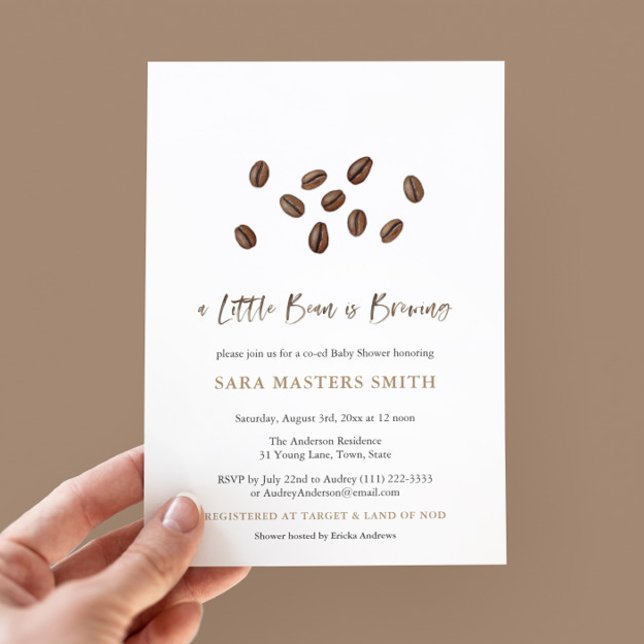 Convites Um Pequeno Feijão Está Preparando um Chá de Bebê d (Chic and simple gender neutral coffee beans theme baby shower invitation)