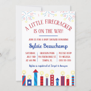 Convites Um Pequeno Firecracker está a caminho! Chá de fral