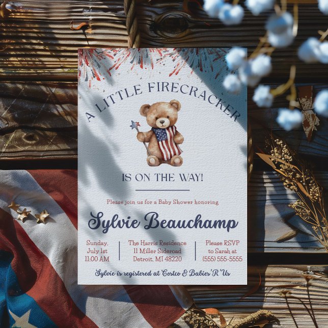 Convites Um Pequeno Firecracker está a caminho! Chá de fral (Criador carregado)