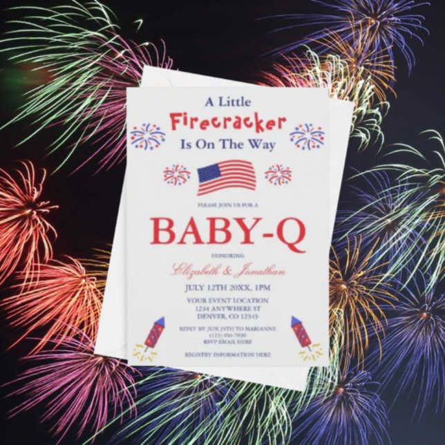 Convites Um Pequeno Firecracker Está A Caminho Do Baby-Q (Criador carregado)