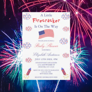 Convites Um Pequeno Firecracker Está A Caminho Do Chá de fr