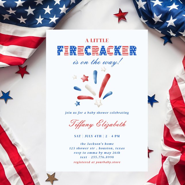 Convites Um Pequeno Firecracker no dia 4 de julho de Chá de (Criador carregado)