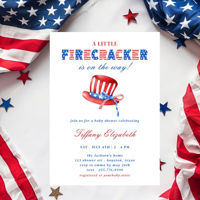 Convites Um Pequeno Firecracker no dia 4 de julho de Chá de (Criador carregado)