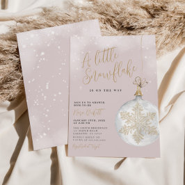 Convites Um Pequeno Floco de Neve Chá de fraldas Rosa Esmag