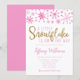 Convites Um Pequeno Floco de Neve Dourado Chá de fraldas Ro