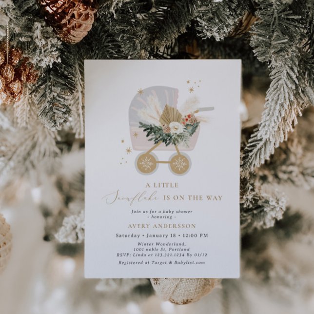 Convites Um Pequeno Floco De Neve No Caminho Chá de fraldas (Criador carregado)