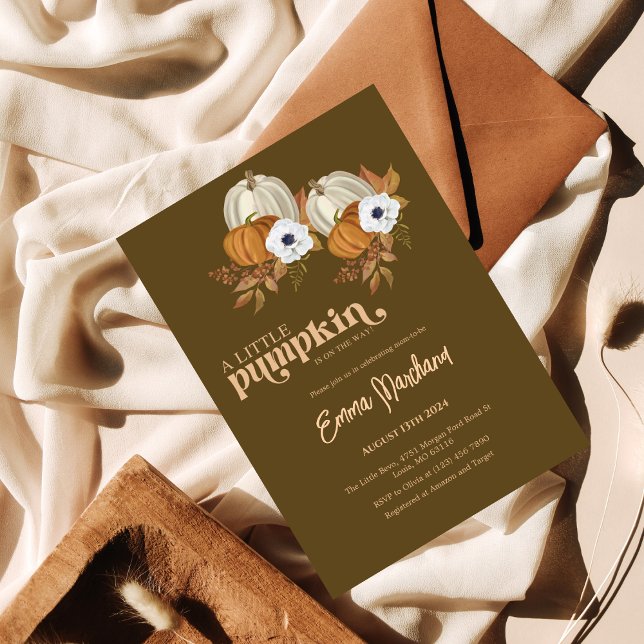 Convites Um pequeno floral de abóbora chá de fraldas (Criador carregado)