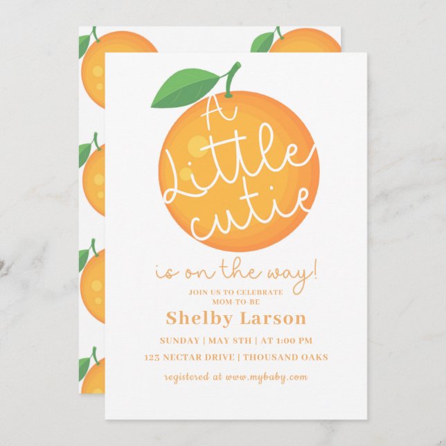 Convites Um Pequeno Fofinho, Chã de Bebê, Gênero Neutro, (Frente/Verso)