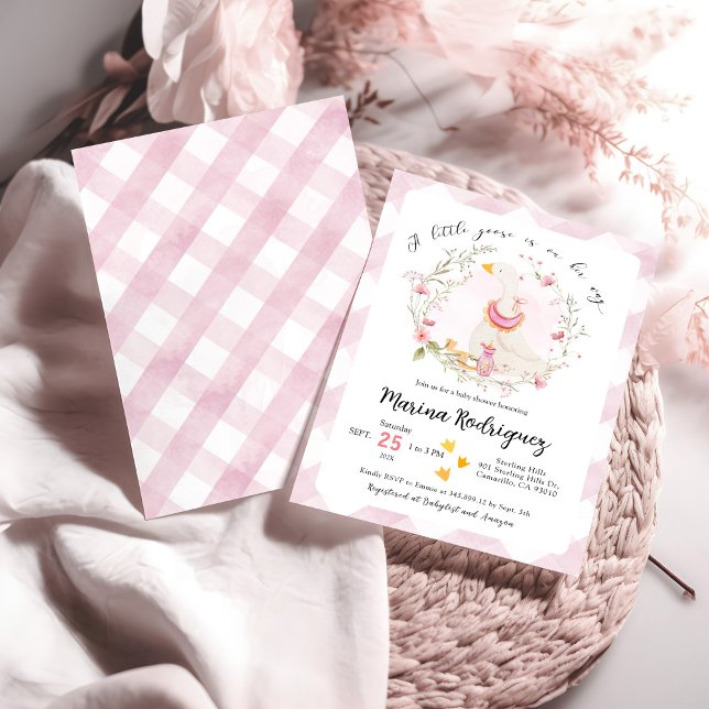 Convites Um pequeno ganso está a caminho chá de fraldas Con (Criador carregado)