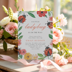 Convites Um Pequeno Ladybug Está A Caminho Do Chá de fralda