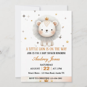 Convites Um Pequeno Leão Está a Caminho Menino Baby Shower