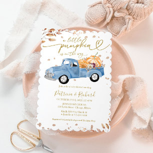 Convites Um Pequeno Menino Abóbora Chuveiro Caminhão Azul