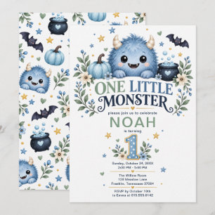 Convites Um Pequeno Menino Monstro 1º Aniversário